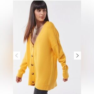 Urban Outfitters Jordan Over Plush Cardigan Yellow Button-Up Women's Sweater